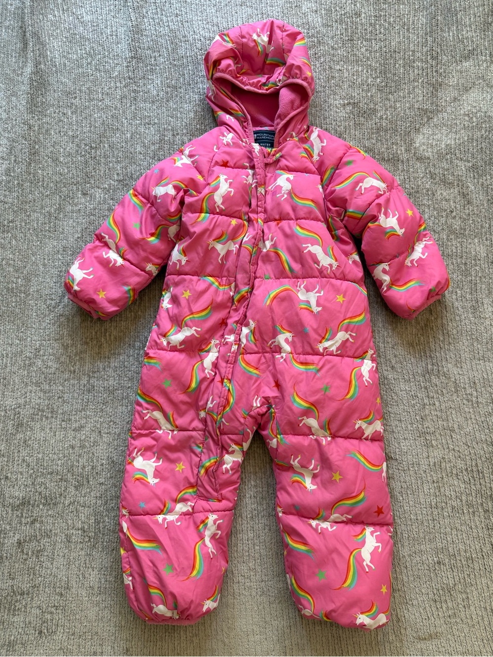 Mountain Warehouse Girls Pink Unicorn Rainbow Padded Snowsuit 2-3 Years